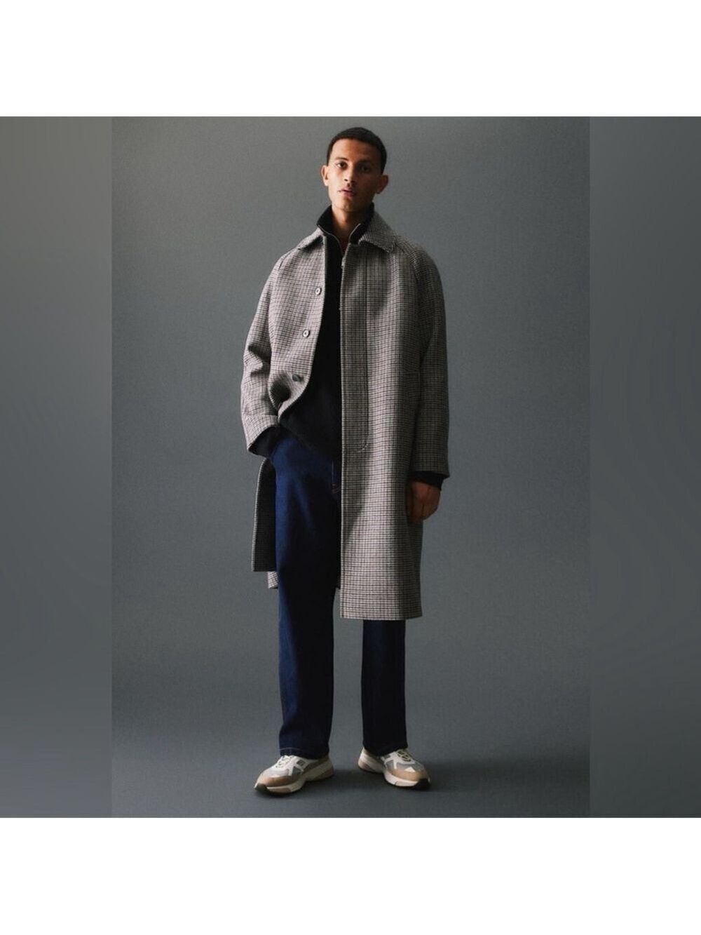 H&M Wool Blend Heritage Houndstooth Car Coat